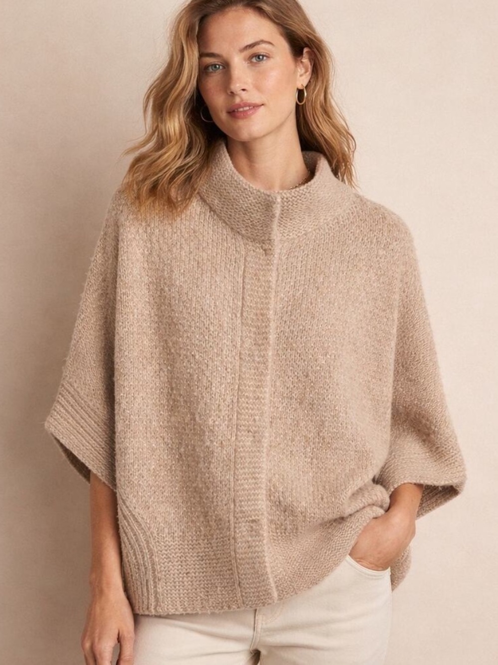 Anthropologie Angel of North Tan Poncho Cardigan S